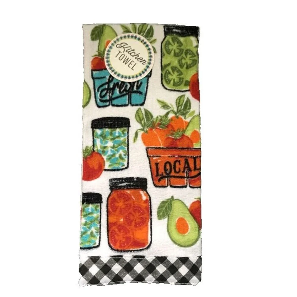 Vegetable Garden Set of 5 Kitchen Drying Mat Dish Towels Oven Mitt Potholder